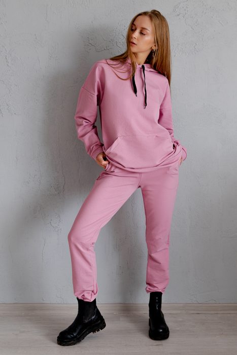 костюм с худи oversize к 068 (сухая роза) в интернет магазине опт-мода_1