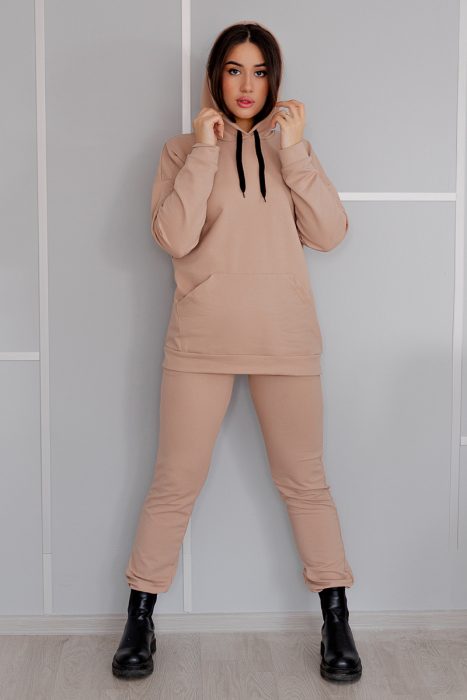 костюм с худи oversize к 068 (бежевый) в интернет магазине опт-мода_1