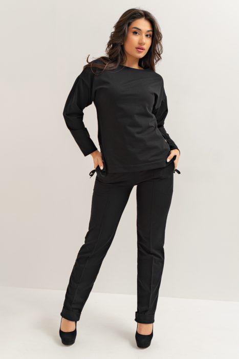 Костюм с люверсами в стиле oversize КС-053ФР/ЧЕР (Черный). Артикул: КС-053ФР/ЧЕР