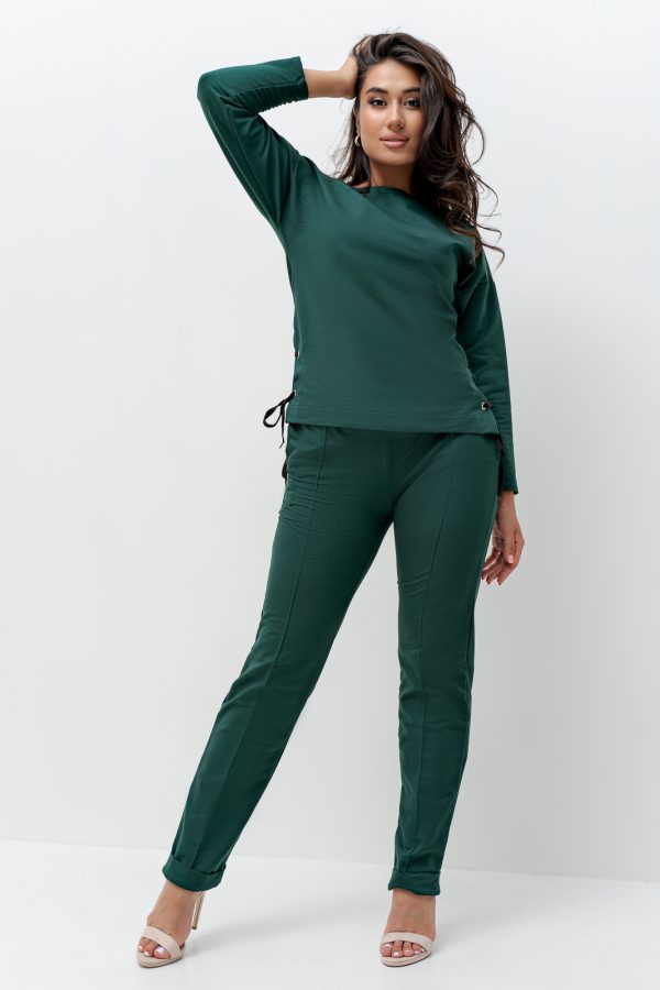 Главное фото, Костюм с люверсами в стиле oversize КС-053ФР/ИЗУ (Изумруд). Артикул: КС-053ФР/ИЗУ