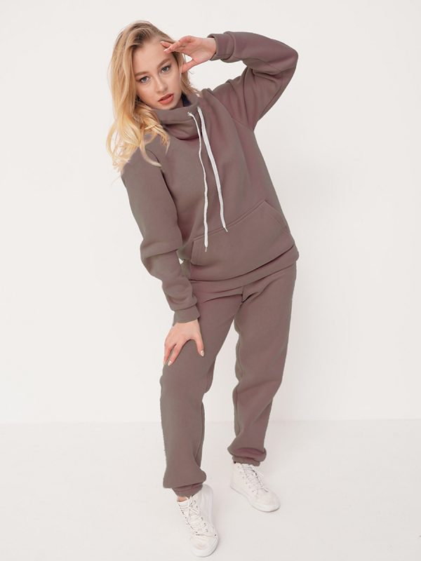 Главное фото, Костюм спортивный женский с начесом в стиле oversize КС-063ФРН/КОФ (Кофе). Артикул: КС-063ФРН/КОФ