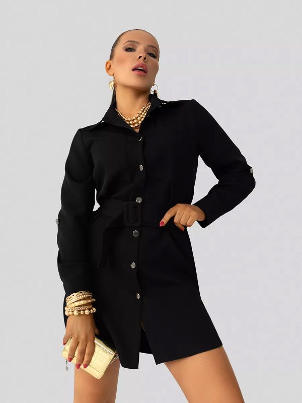 Главное фото, Платье рубашка  ПЛ-161БР/ЧЕР (Черный). Артикул: ПЛ-161БР/ЧЕР