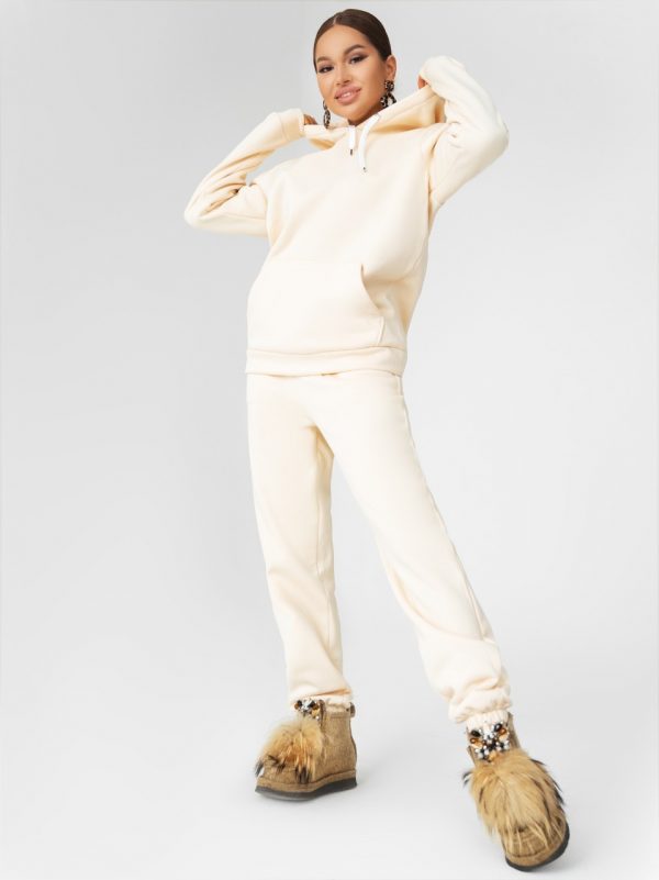 Главное фото, Костюм с начесом в стиле oversize КС-059ФРН/ЭКРЮ (Экрю). Артикул: КС-059ФРН/ЭКРЮ