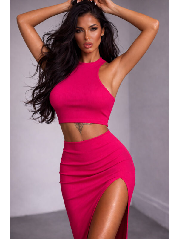 Главное фото, Топ и юбка с разрезом ПЛ-132КШ/ФКС (Фуксия). Артикул: ПЛ-132КШ/ФКС