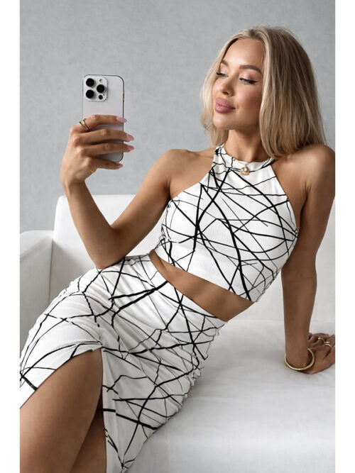 Топ и юбка с разрезом ПЛ-132КШ/ГЕО (Геометрия). Артикул: ПЛ-132КШ/ГЕО